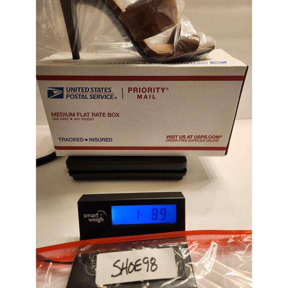 INC Liana Strappy Sandal Stiletto Heels Womens 8M Cognac Brown Patent Leather - Picture 9 of 9